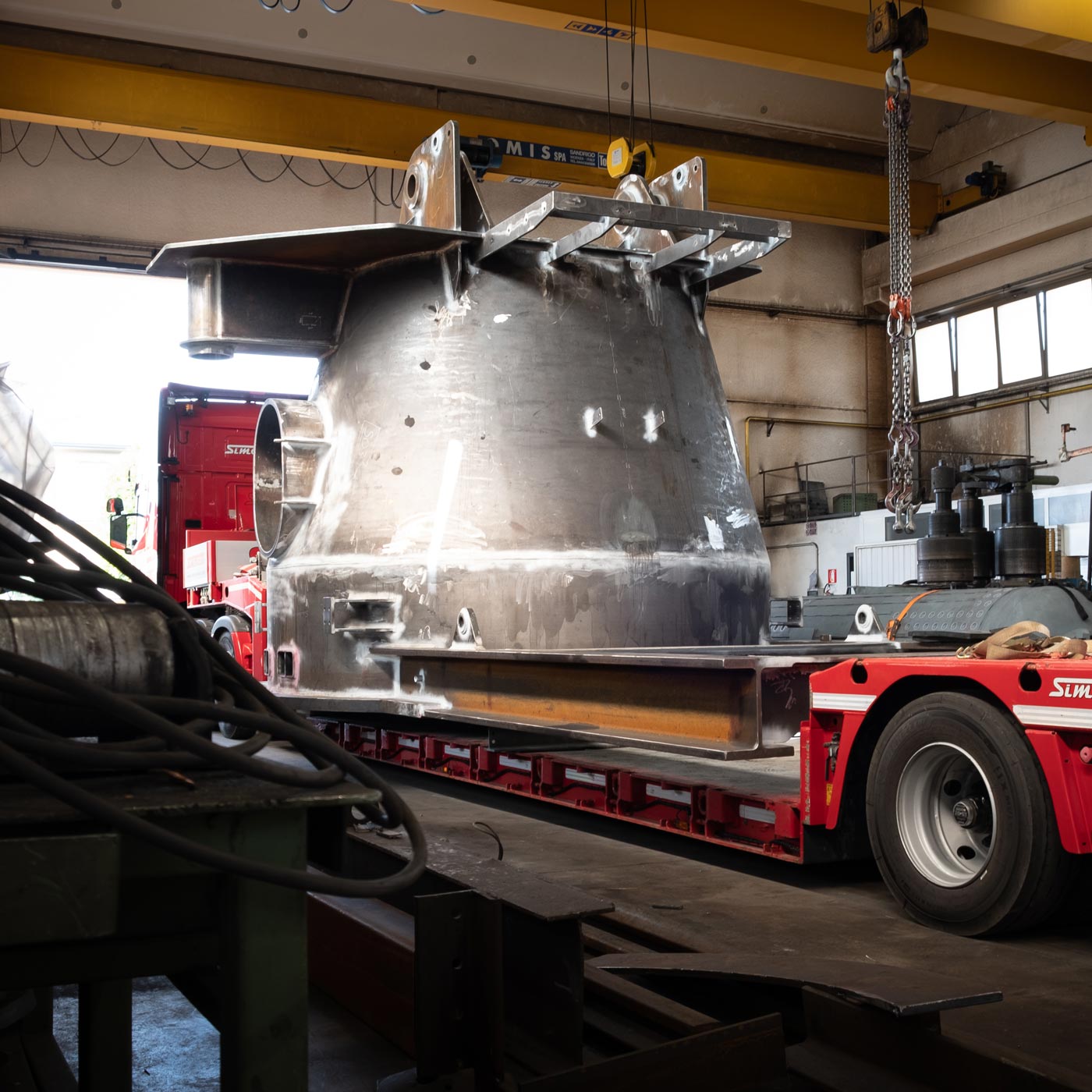 Thick rolled steel element ready for shipment. Contact us for more information.